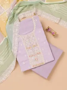 Koskii Floral Embroidered Organza Unstitched Dress Material