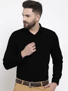 English Navy Men Slim Fit Opaque Cotton Formal Shirt