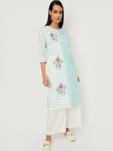 max Floral Printed Keyhole Neck Straight Kurta