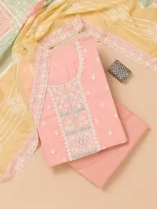 Koskii Ethnic Motifs Embroidered Beads and Stones Unstitched Dress Material