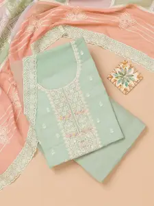 Koskii Floral Embroidered Sequinned Organza Unstitched Dress Material