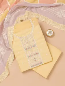 Koskii Floral Embroidered Organza Unstitched Dress Material