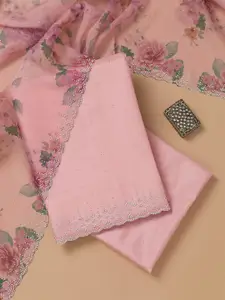 Koskii Floral Embellished Organza Unstitched Dress Material