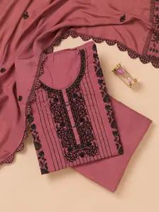 Koskii Geometric Embroidered Beads and Stones Unstitched Dress Material