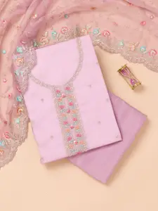 Koskii Floral Embroidered Sequinned Unstitched Dress Material