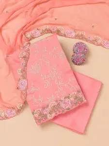 Koskii Floral Embroidered Unstitched Dress Material