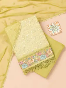 Koskii Floral Embroidered Sequinned Unstitched Dress Material