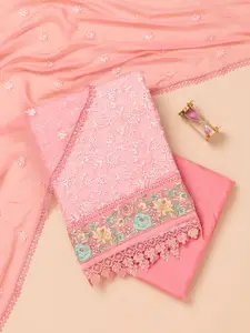 Koskii Floral Embroidered Beads and Stones Unstitched Dress Material