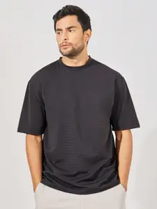 Styli Men Textured Striped Heavy Jersey Oversized T-Shirt