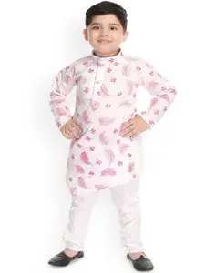 BAESD Boys Floral Printed Straight Kurta With Trousers
