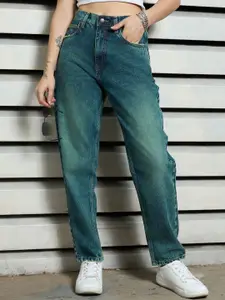 High Star Women High-Rise Low Distress Light Fade Jeans