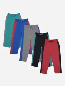 Dollar Champion Kidswear Boys Pack Of 5 Cotton Mid-Rise Regular Fit Assorted Track Pants
