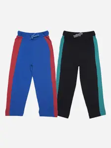 Dollar Champion Kidswear Boys Pack Of 2 Colourblocked Cotton Mid-Rise Track Pants