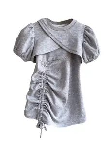 StyleCast x Revolte Girls Solid Round Neck Puff Sleeve Blouson Dress