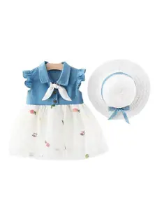 StyleCast x Revolte Girls Shirt Collar Fit & Flare Dress With hat
