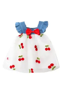 StyleCast x Revolte Girls Flutter Sleeve Bow Detail Empire Dress