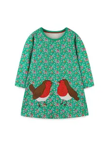 StyleCast Girls Printed Round Neck Long Sleeves A-Line Dress