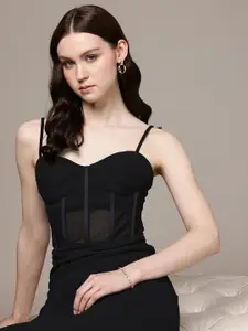 bebe Corset Detail Fit and Flare Dress