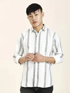 TRYBUY.IN Men Standard Opaque Striped Pure Cotton Casual Shirt