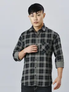 TRYBUY.IN Men Standard Tartan Checks Opaque Checked Pure Cotton Casual Shirt