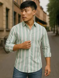 TRYBUY.IN Men Standard Opaque Striped Pure Cotton Casual Shirt