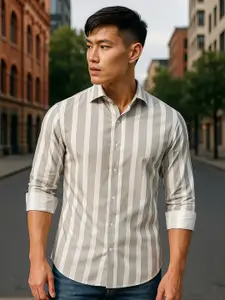 TRYBUY.IN Men Vertical Stripes Striped Standard Opaque Casual Shirt