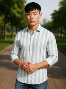 TRYBUY.IN Men Standard Opaque Striped Casual Shirt