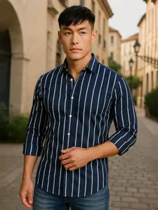 TRYBUY.IN Men Cotton Standard Opaque Striped Casual Shirt