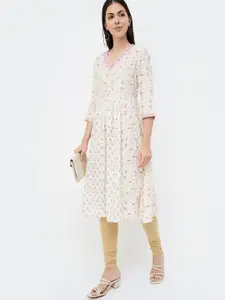 Melange by Lifestyle Floral Printed Thread Work A-Line Kurta
