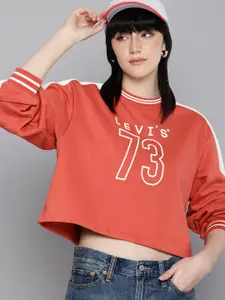 Levis Brand Logo Embroidered Crop Sweatshirt