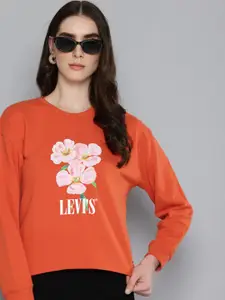 Levis Brand Logo Printed Crew Neck Pure Cotton Sweatshirt