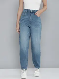 Levis Women Tapered Fit High-Rise Low Distress Light Fade Stretchable Jeans