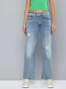 Levis Women High Rise 94 Baggy Fit Low Distress Light Fade Stretchable Jeans