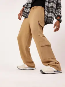 Kook N Keech Men Relaxed Fit Cotton Terry Cargo Track Pants