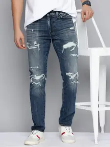 Levis Men 511 Slim Fit Highly Distressed Heavy Fade Stretchable Jeans