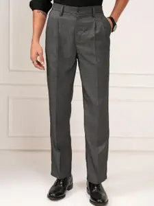 HIGHLANDER Men Solid Slim Fit Mid-Rise Formal Trousers