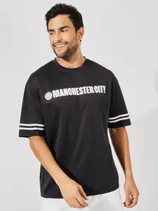 Styli Men Black Manchester City Mesh Knit Jersey Oversized T-Shirt