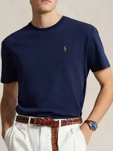 Polo Ralph Lauren Men Brand Logo Solid Round Neck Cotton T-Shirt