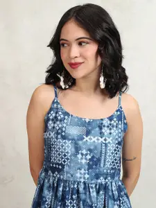 Vishudh Ethnic Motifs Print Empire Midi Dress