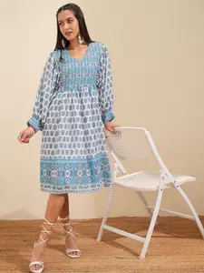 Vishudh Ethnic Motifs Print Fit and Flare Dress
