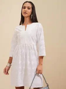 Vishudh Floral Embroidered A-Line dress