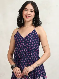 Vishudh Floral Printed Shoulder Straps Maxi Dress