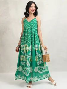 Vishudh Floral Printed Shoulder Straps Maxi Dress