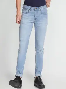 Flying Machine Men Skinny Fit Mid-Rise Low Distress Light Fade Jeans