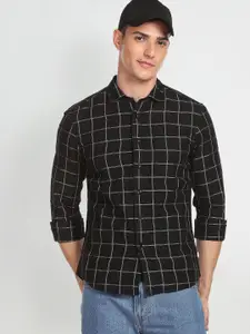 Flying Machine Men Windowpane Checks Opaque Checked Regular Fit Casual Shirt