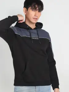 Flying Machine Men Colourblocked Hooded Sweatshirt