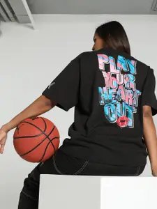 Puma Women Cherry on Top Graphic Oversized Fit Basketball Tee Round Neck T-Shirt