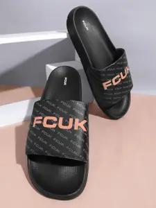 FCUK Men Brand-Logo Print Sliders