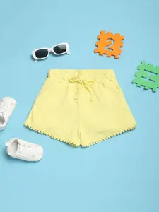 V-Mart Girls Solid Loop Knit Mid-Rise Shorts