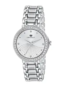 CRESTELLO Women Embellished Dial & Bracelet Style Straps Analogue Watch CR-DZL149-SLV